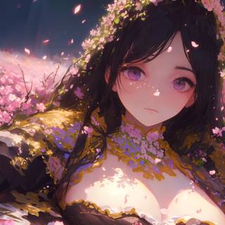 Anime pink flowers 4k wallpaper