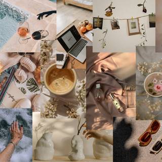 Light brown collage wallpaper