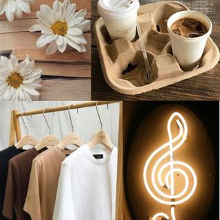 Light brown collage wallpaper