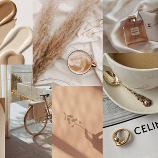 Light brown collage wallpaper