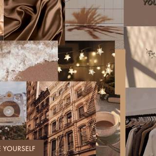 Light brown collage wallpaper