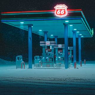 Winter gas station wallpaper
