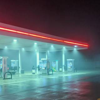 Winter gas station wallpaper