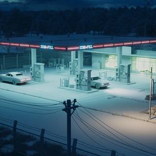 Winter gas station wallpaper