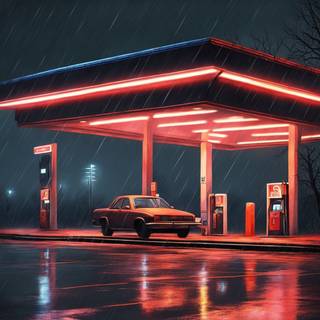 Winter gas station wallpaper