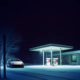 Winter gas station wallpaper