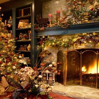 Christmas fire place wallpaper
