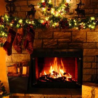 Christmas fire place wallpaper