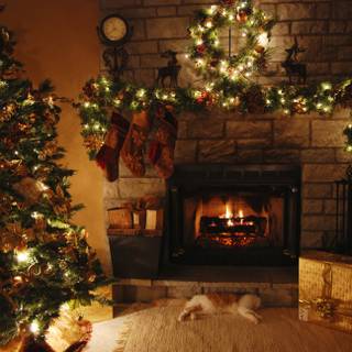 Christmas fire place wallpaper