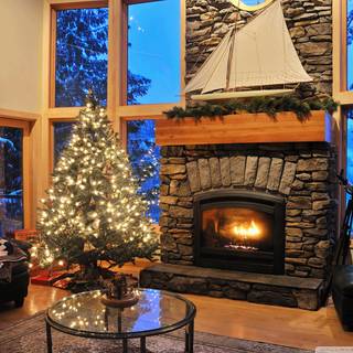 Christmas fire place wallpaper