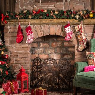 Christmas fire place wallpaper