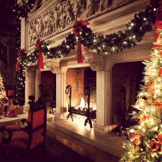 Christmas fire place wallpaper