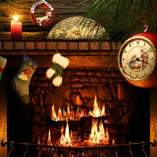 Christmas fire place wallpaper