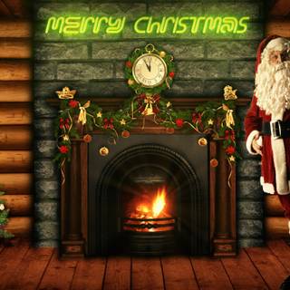 Christmas fire place wallpaper