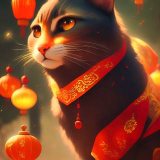 New Year cat wallpaper
