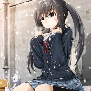 Anime girl winter PFP wallpaper