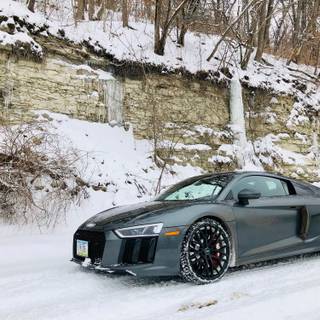 Audi R8 winter wallpaper