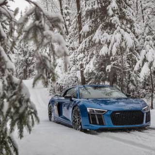 Audi R8 winter wallpaper