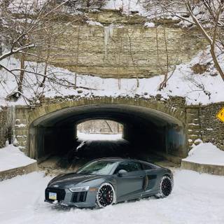 Audi R8 winter wallpaper