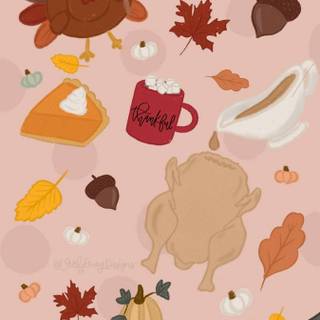 Thanksgiving illustration wallpaper