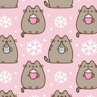 Pusheen cat Christmas wallpaper