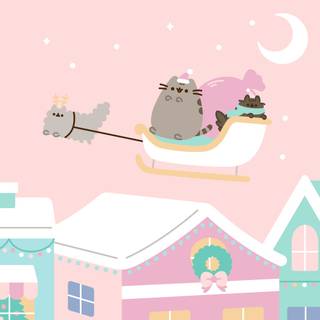 Pusheen cat Christmas wallpaper