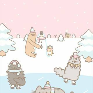 Pusheen cat Christmas wallpaper