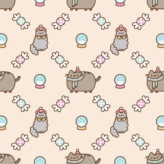 Pusheen cat Christmas wallpaper