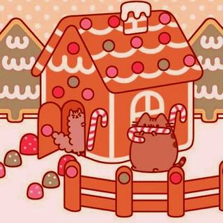 Pusheen cat Christmas wallpaper