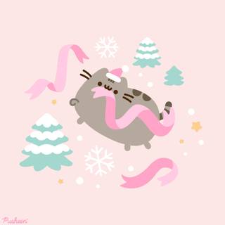 Pusheen cat Christmas wallpaper