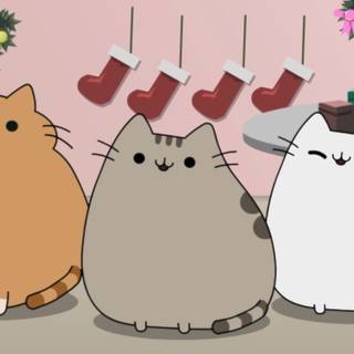 Pusheen cat Christmas wallpaper