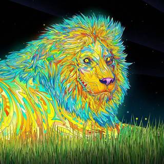 Glowing lions wallpaper