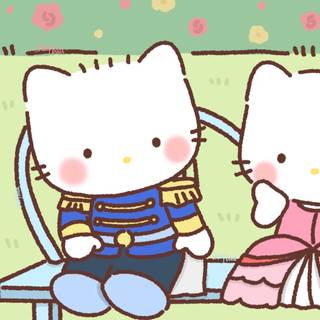 Hello Kitty matching wallpaper