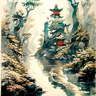 Asian art iPhone wallpaper