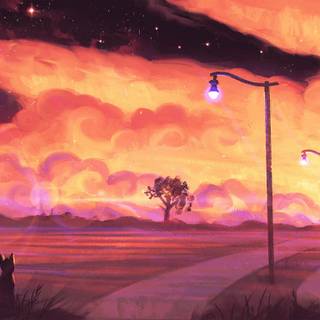 Orange lofi wallpaper