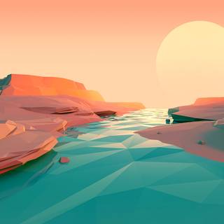 HD minimalist river wallpaper