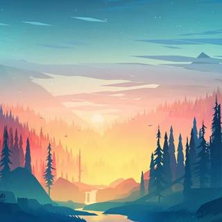 HD minimalist river wallpaper