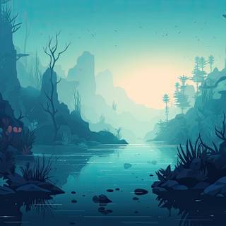 HD minimalist river wallpaper