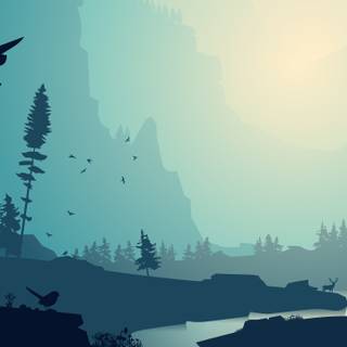 HD minimalist river wallpaper