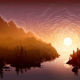 HD minimalist river wallpaper