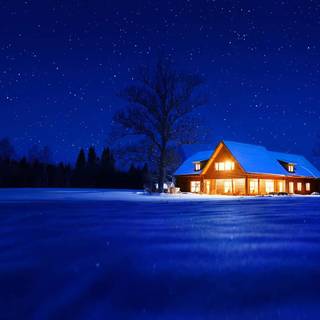 Cozy winter night wallpaper