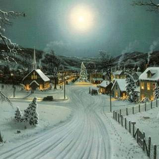 Cozy winter night wallpaper