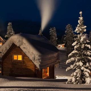 Cozy winter night wallpaper
