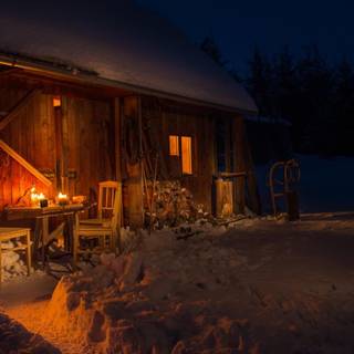 Cozy winter night wallpaper