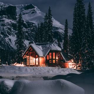 Cozy winter night wallpaper