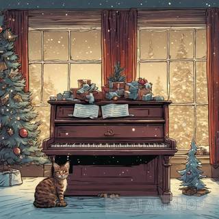 Christmas piano wallpaper