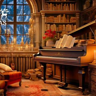 Christmas piano wallpaper