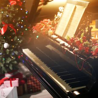 Christmas piano wallpaper