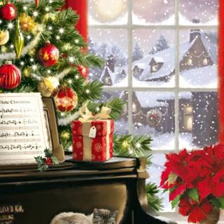 Christmas piano wallpaper