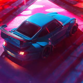 Red and blue car wallpaper